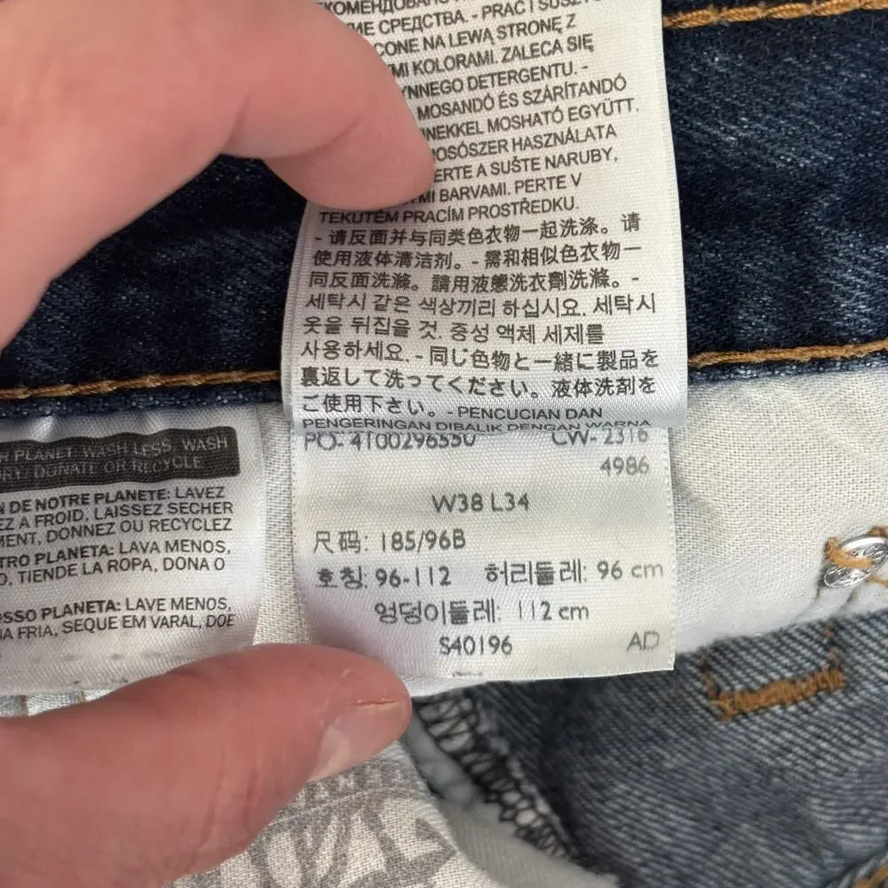 Levis 505 Jeans Mens 38x34 Straight Leg Medium‎ Classic Wallet Faded 100% Cotton